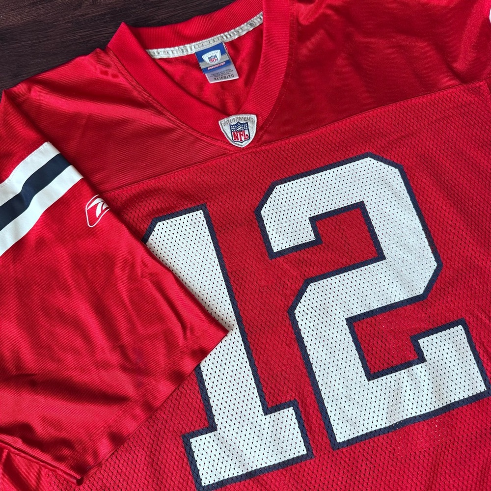 VTG NFL Reebok New England Patriots Tom Brady Jersey 12 Red Throwback Mens XL